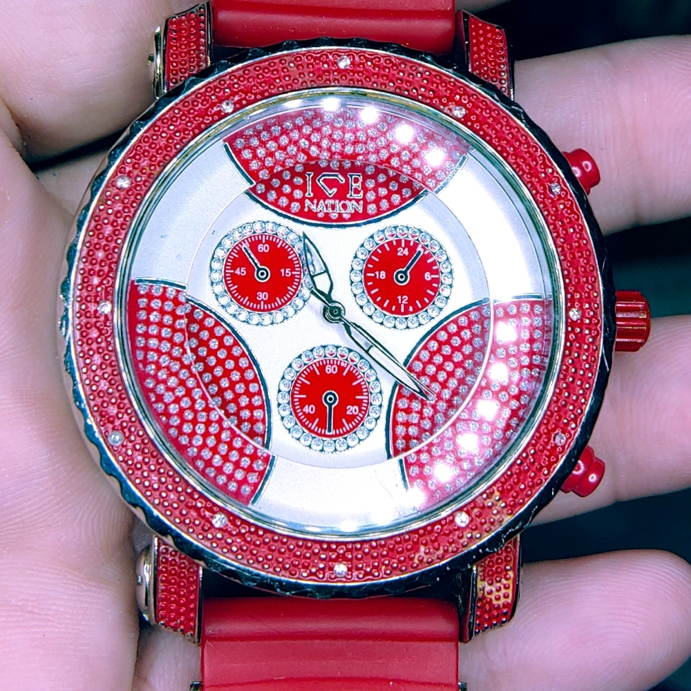Sold-Ice Nation 52mm red watch